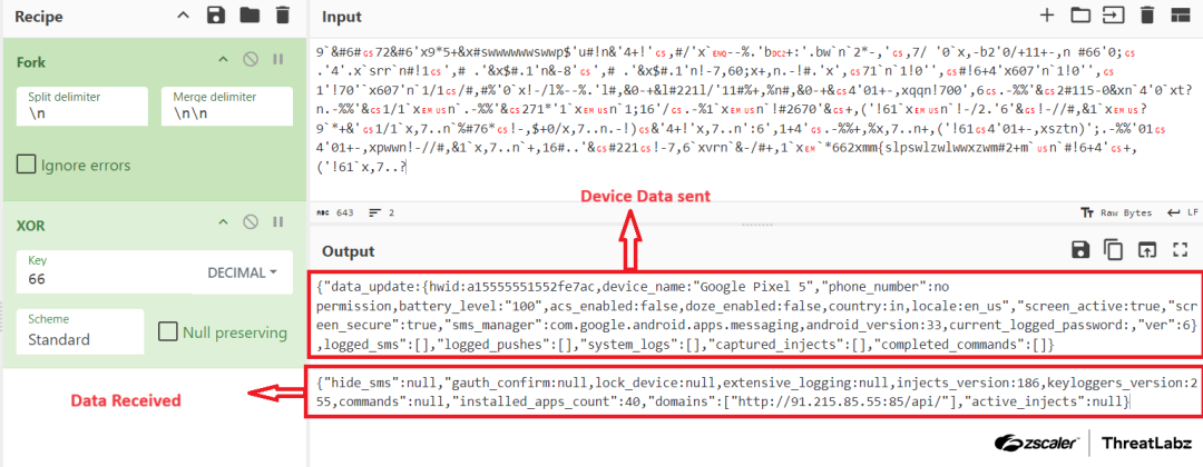 Figure 11: Anatsa injection configuration request based on the presence of a specific financial application.