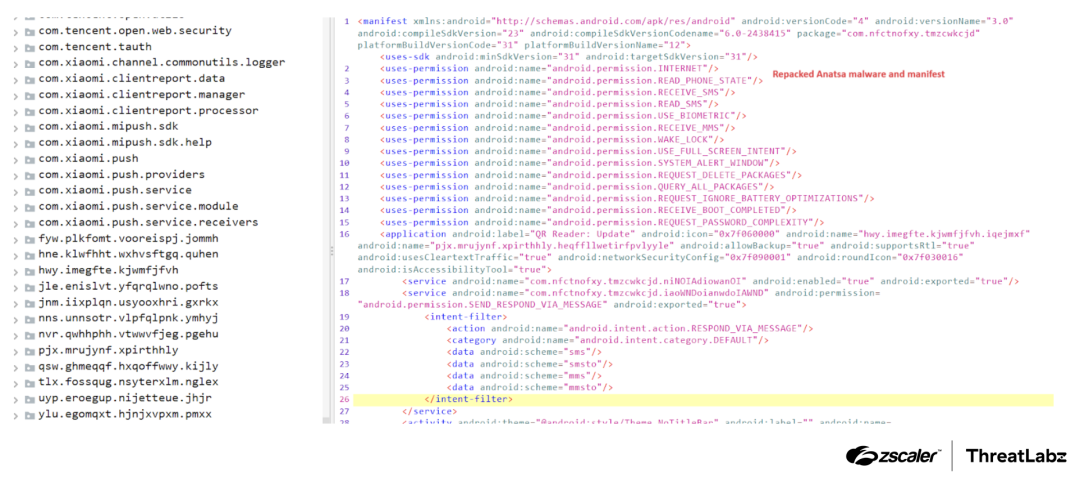 Figure 8: Anatsa malware with the correct manifest.