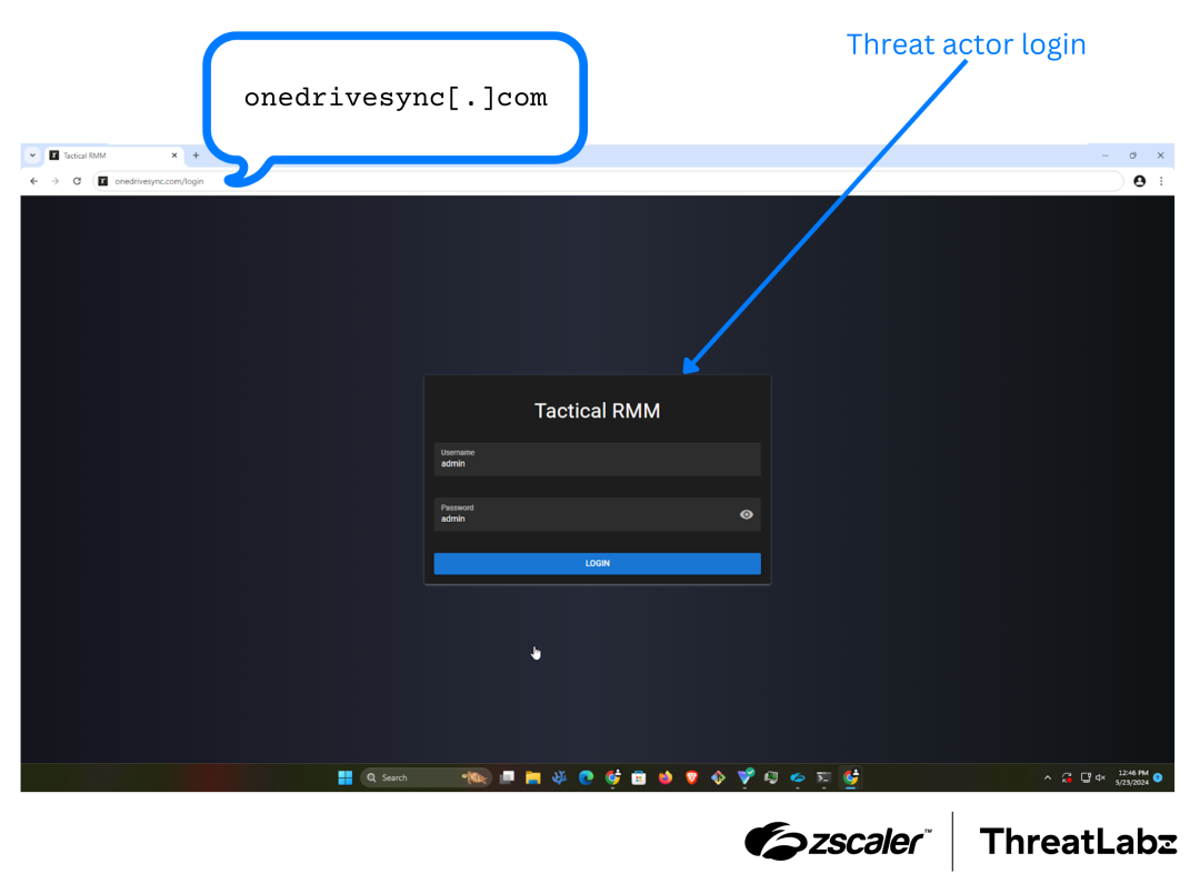 Figure 8: An example Tactical RMM C2 server impersonating Microsoft OneDrive.