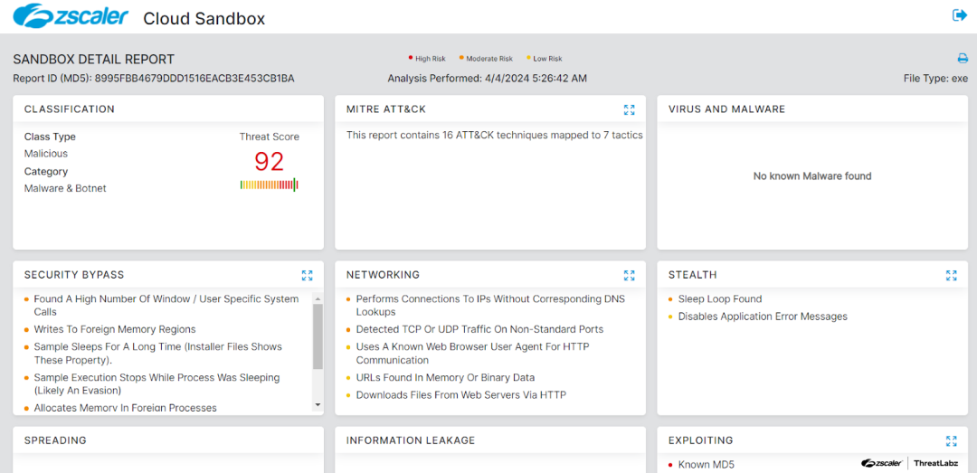 Figure 7:  Zscaler’s multilayered cloud security platform detects indicators related to ValleyRAT at various levels.